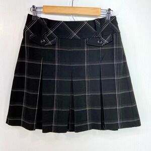 Loft Black White Plaid Check Grid Pleated Kilt Skirt Womens 4 Petite